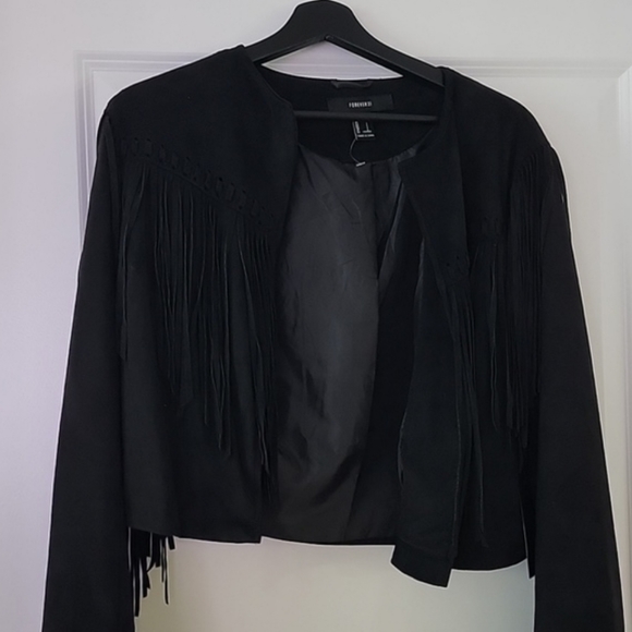 Forever 21 Black Suede Fringe Jacket - Picture 3 of 8